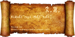 Kubányi Máté névjegykártya